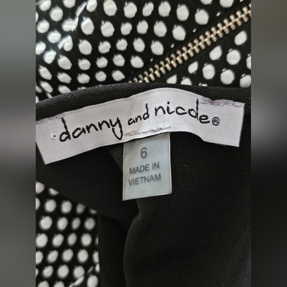 Danny & Nicole Black/White Polka Dot Sleeveless Belted Knit Stretch Midi Dress 6 - Picture 3 of 6